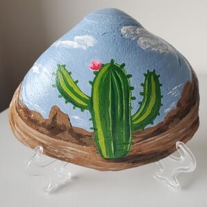 Cactus Desert Landscape | Original Painted Seashell